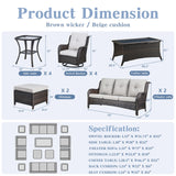 Belord Wicker Patio Furniture Sets - 13 Piece Outdoor Rattan Furniture Conversation Sets with 4 Swivel Rocker Chairs, 2 Rattan Sofas, Wicker Ottomans and Coffee Table, Brown/Beige Belord