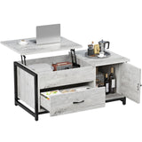 FABATO 41.7" Coffee Table Lift Top with Storage Drawers and Hidden Compartment Vintage Central Table for Living Room Grey FABATO