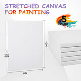 ESRICH Stretched Canvas for Painting, 5 Pack 8x10 Canvas Value Pack, Primed Acid-Free Cotton Blank Canvas, Paint Canvases for Oil & Acrylic Paint. ESRICH