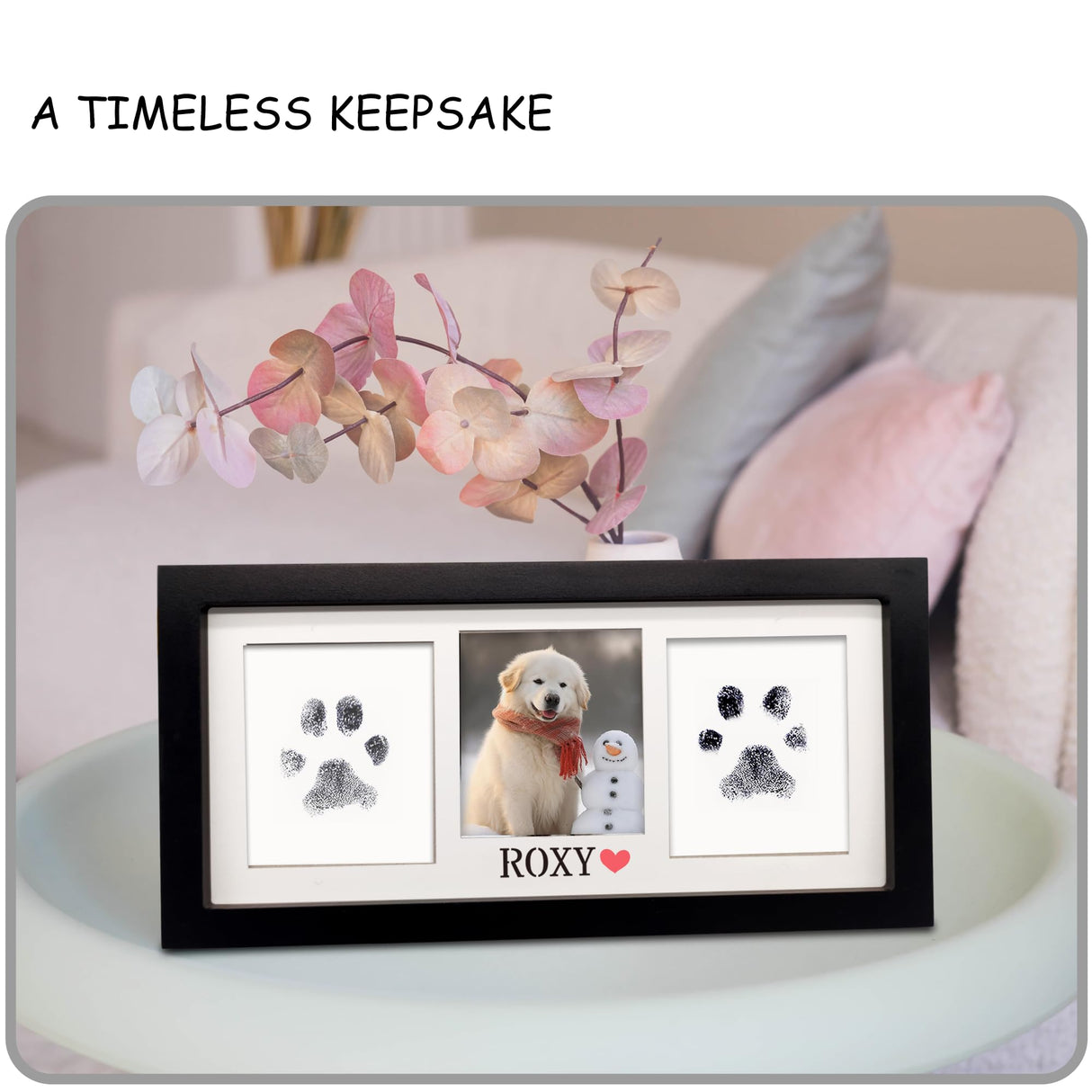 MYPAWLETS-Extra Large Inkless Paw Print Stamp Pad for Dog &Paw Print Frame,Cat Dog Paw Print Kit,2 Clean Touch Ink Pads,Pet Paw Print Impression Kit with Wooden Frame,Personalized Paw Print Gift-Black MYPAWLETS