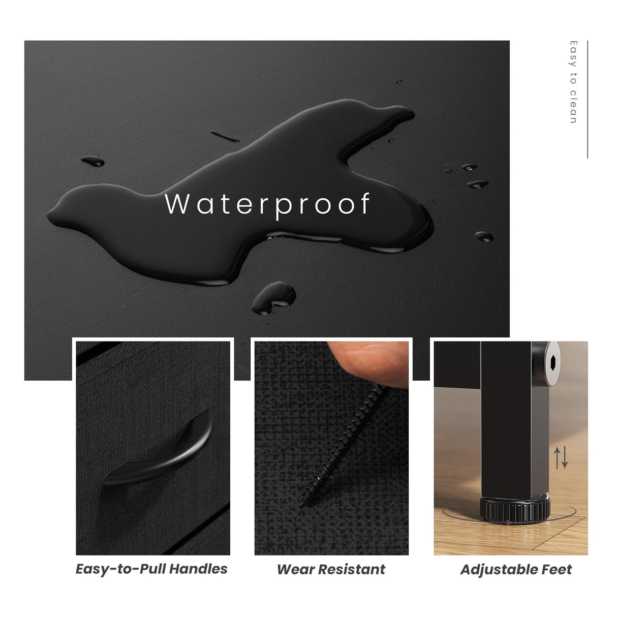 Sweetcrispy Dresser for Bedroom, Tall Chest Organizer Units, 9 Fabric Drawers for Clothing, Closet, Storage Tower with Cabinet, Metal Frame, Wooden Top, Lightweight Nursery Furniture, Black Sweetcrispy