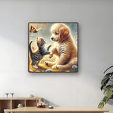 Diamond Painting Kits for Adults, Cute Dog and Cat Diamond Art Kits for Adults Beginner, DIY Full Drill Animal Diamond Dots Paintings with Gem Art and Crafts for Adult Home Decor 11.8x11.8 in Shouruihua