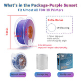 ZIRO PLA Filament 1.75mm, Matte Multicolors 3D Printer Filament, Color Change with Angle, Tri-Colors 3-in-1 Chrome, Dimensional Accuracy +/-0.03mm, Fit Most FDM 3D Printers,1KG Spool, Purple Sunset ZIRO