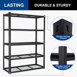 BILT HARD 48”W x 18”D x 72”H Garage Shelving, 5-Tier Heavy Duty Storage Shelves for Garage, Basement, Warehouse, Workshop, 3000 lbs Capacity BILT HARD