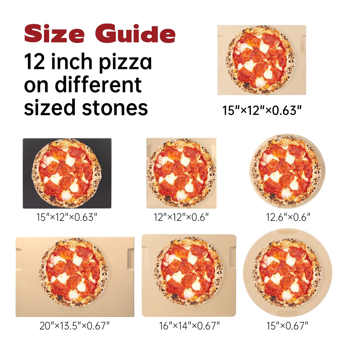ROCKSHEAT Pizza Stone, 15"x12" Rectangular Pizza Stone for Oven Grill BBQ, Cordierite Baking Stone for Bread, Unique Built-in 4 Handles Cooking Stone ROCKSHEAT