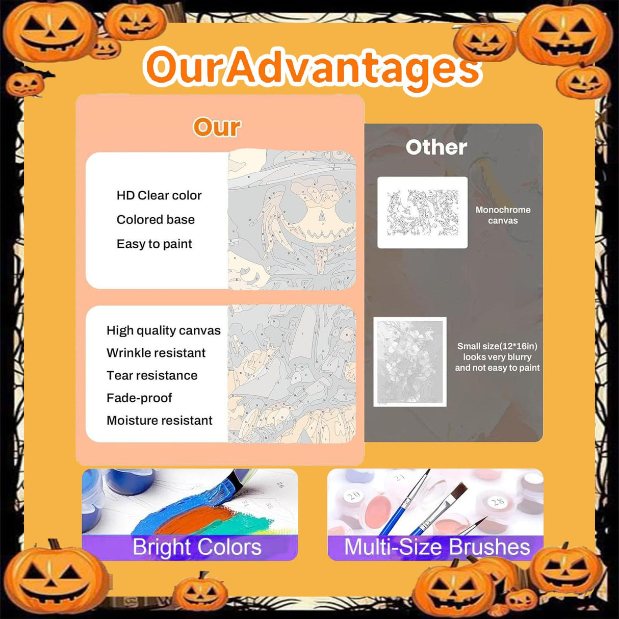 cviokrdu Halloween Paint by Numbers Kit for Adults - Halloween Adult Paint by Number Kits Without Frame, DIY Oil Painting for Gift Home Wall Decor (16x20inch) cviokrdu