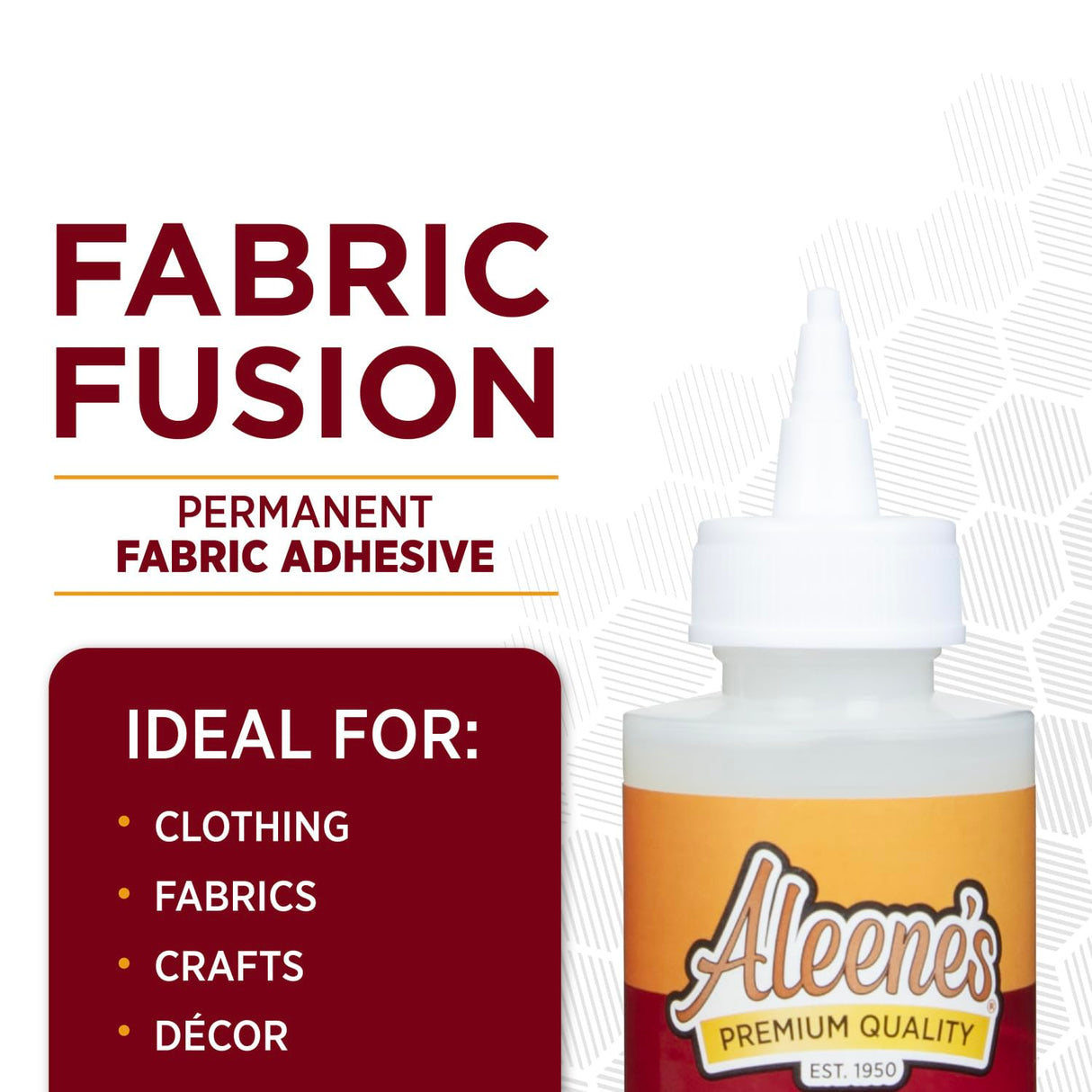 Aleene's Fabric Fusion Permanent Fabric Adhesive 4 fl. oz. Washable Fabric Glue for Clothes, Denim, Leather, Patches, Polyester, Cotton, Fabrics, Dries Flexible Aleene's