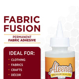 Aleene's Fabric Fusion Permanent Fabric Adhesive 4 fl. oz. Washable Fabric Glue for Clothes, Denim, Leather, Patches, Polyester, Cotton, Fabrics, Dries Flexible Aleene's
