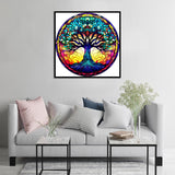 Meothan 5D Stained Glass Diamond Painting Kits for Adults, Tree of Life Diamond Art Kits for Adults Beginners, Tree Diamond Painting Full Round Drill Crafts Kit for Home Wall Decor Gift 12x12in Meothan