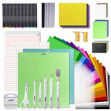 HAWERSI 119pcs Accessories and Supplies Bundle for Cricut Makers and All Explore Air with Adhesive Vinyl,Sublimation Paper,Card Kit,Weeding Tools,All-in-1 Craft Starter Kit for Crafting Projects HAWERSI