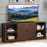 CKEASEAN Farmhouse Entertainment Center for TVs Up to 80 inch, 70" W TV Stand with Open Shelves and Barn Doors, Large Home TV Console Table for Living Room (Espresso, 70 inch Farmhouse TV Stand) CKEASEAN