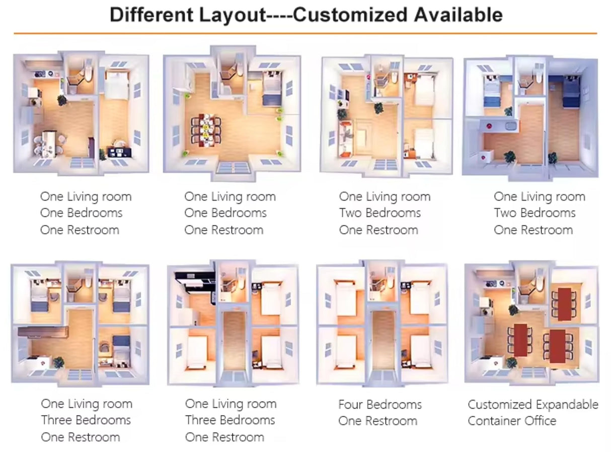 Expandable Container House to Live in for Adults, Mobile Homes 20ft Tiny Prefab Homes Movable Foldable Steel Frame Villa with Full Kitchen & Bathroom Generic