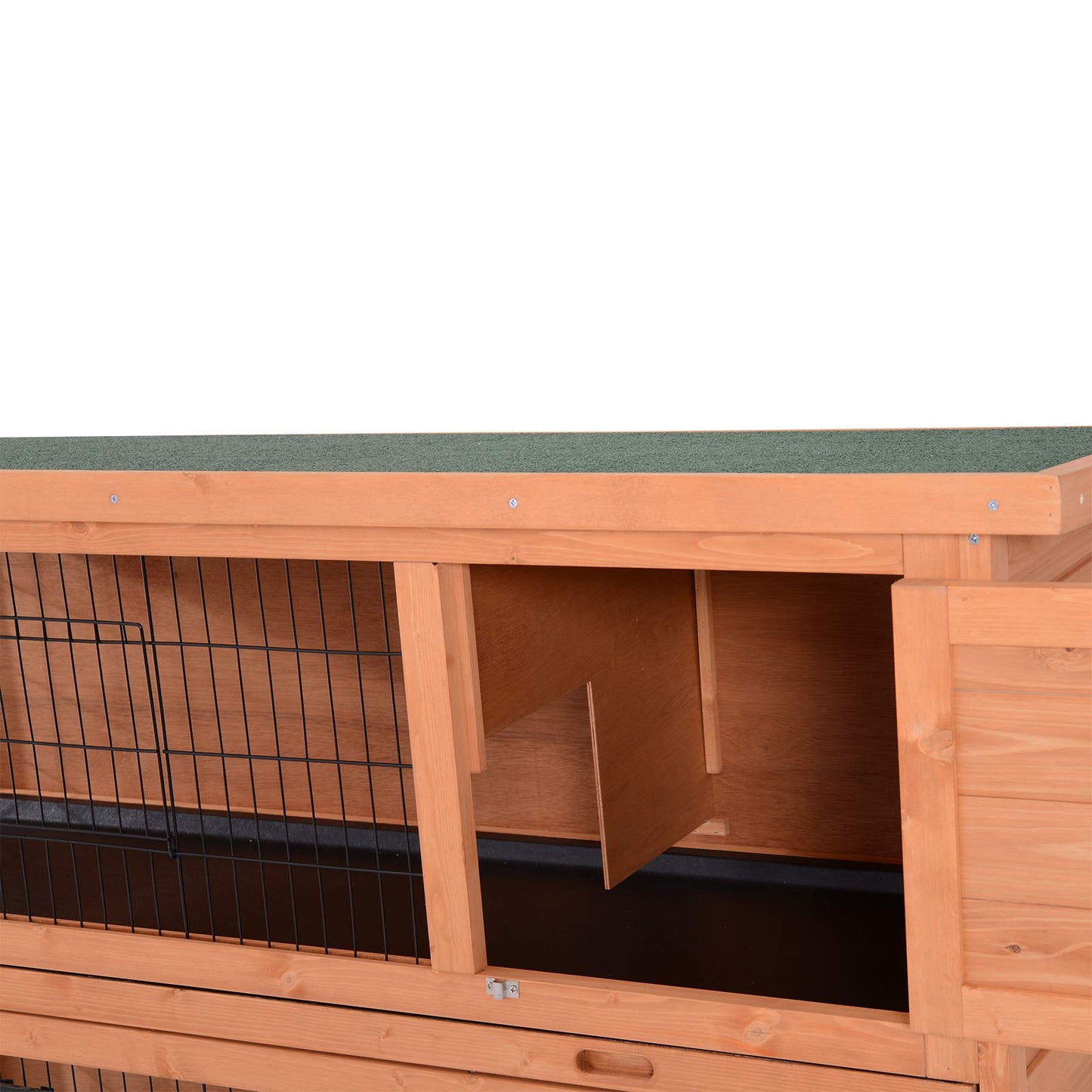 PawHut 54" 2-Story Large Rabbit Hutch Bunny Cage Wooden Pet House Small Animal Habitat with Lockable Doors, No Leak Tray and waterproof Roof for Outdoor/Indoor Orange - WoodArtSupply