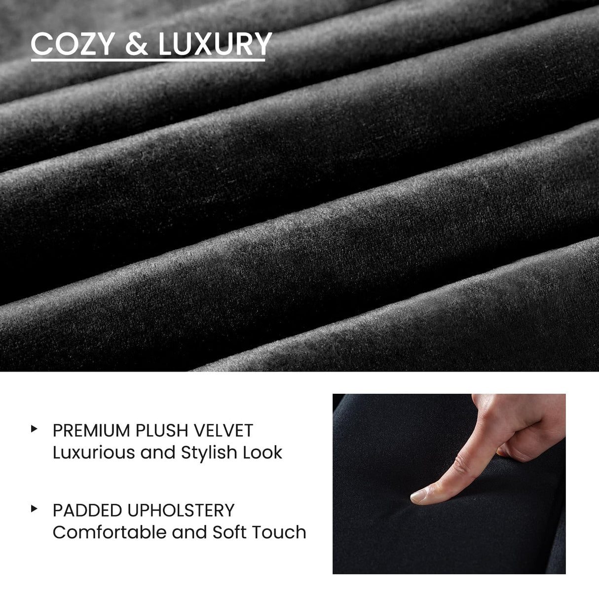 SHA CERLIN Queen Bed Frame/Velvet Upholstered Platform Bed Frame with Headboard/Strong Wood Slats Support/Mattress Foundation/No Box Spring Needed - Black SHA CERLIN