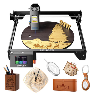 Longer RAY5 20W Laser Engraver Machine, Exclusive 3.5" Touch Screen for DIY, Cutting Tool for Metal Coloring, Acrylic, Wood, Glass, Leather. Laser Class 2