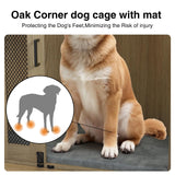 Corner Dog Crate Furniture - Dog Crate Cage for Small Medium Dogs, Wooden Indoor Aesthetic Puppy Kennel TV Stand, Modern Decorative Pet House Dog Cage, Light Oak Giluta