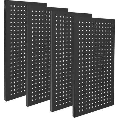 4 Pack Metal Pegboard Panels 24" x 12" Black Heavy Duty Steel Pegboard Wall Organizer, Garage Utility Tools Pegboard Storage System for Workbench, Shop, Shed Modular Peg Board Organizer Board Kit Chinrose
