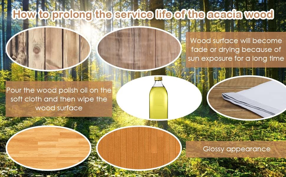 HAPPYGRILL 7 Pieces Wood Rattan Patio Dining Set, Outdoor Dining Furniture Set with Rectangle Table Wicker Chairs, Acacia Wood Tabletop with Umbrella Hole, Dining Set for Garden Backyard HAPPYGRILL