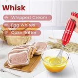 COMFEE' Immersion Hand Blender, Brushed Stainless Steel, 2-Speed, Multipurpose Stick Blender with 200 Watts, 600ml Mixing Beaker and Whisk, Perfect for Baby Food, Smoothies, Sauces and Soups, Red COMFEE'