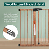 BABELIO 29-55" Extra Wide Baby Gate with Wood Pattern, Metal Auto Close Dog Gate,Pressure Mounted Pet Gate for Doorways, with Y Threaded Spindle Rods, No Tools Required BABELIO