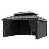 12'x14' Gazebo Curtains Outdoor Waterproof with Hanging Rings, 4-Panel Double Zipper Sidewalls Universal Replacement Privacy Curtain, Outdoor Gazebo Curtains for Patio, Backyard(Curtains Only) Snubbull
