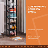 HHK HenHaoKan 5 Tiers Shoe Rack Organizer for Closet Shoe Holder Storage Narrow Plastic Vertical, Free Standing Shoe Rack Shelf for Entryway Stackable Stability DIY, Black HHK HenHaoKan