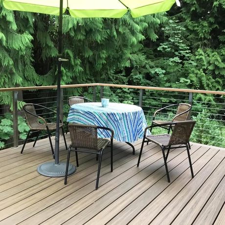 Deck Man 2 Pack Stainless Steel Cable Railing Posts 36inch Level Line Intermediate Post(2×2") for Deck Cable Railing System (Silvery, 36IN) Deck Man