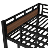 Full Over Full Bunk Bed with Headboard and Full Length Guardrail, Separable Bunk Bed Full Size, Heavy Duty Bunk Beds Can Turns Into Loft Bed and Platform Bed, Walnut Bellemave