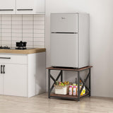 Fannova Large Printer Stand, 23.6 x 23.6 x 22.6 Inches Square Printer Table with Storage Shelf, 2 Tier Rolling Printer Cart with Industrial Wheels for Home Office - Rustic Brown Fannova