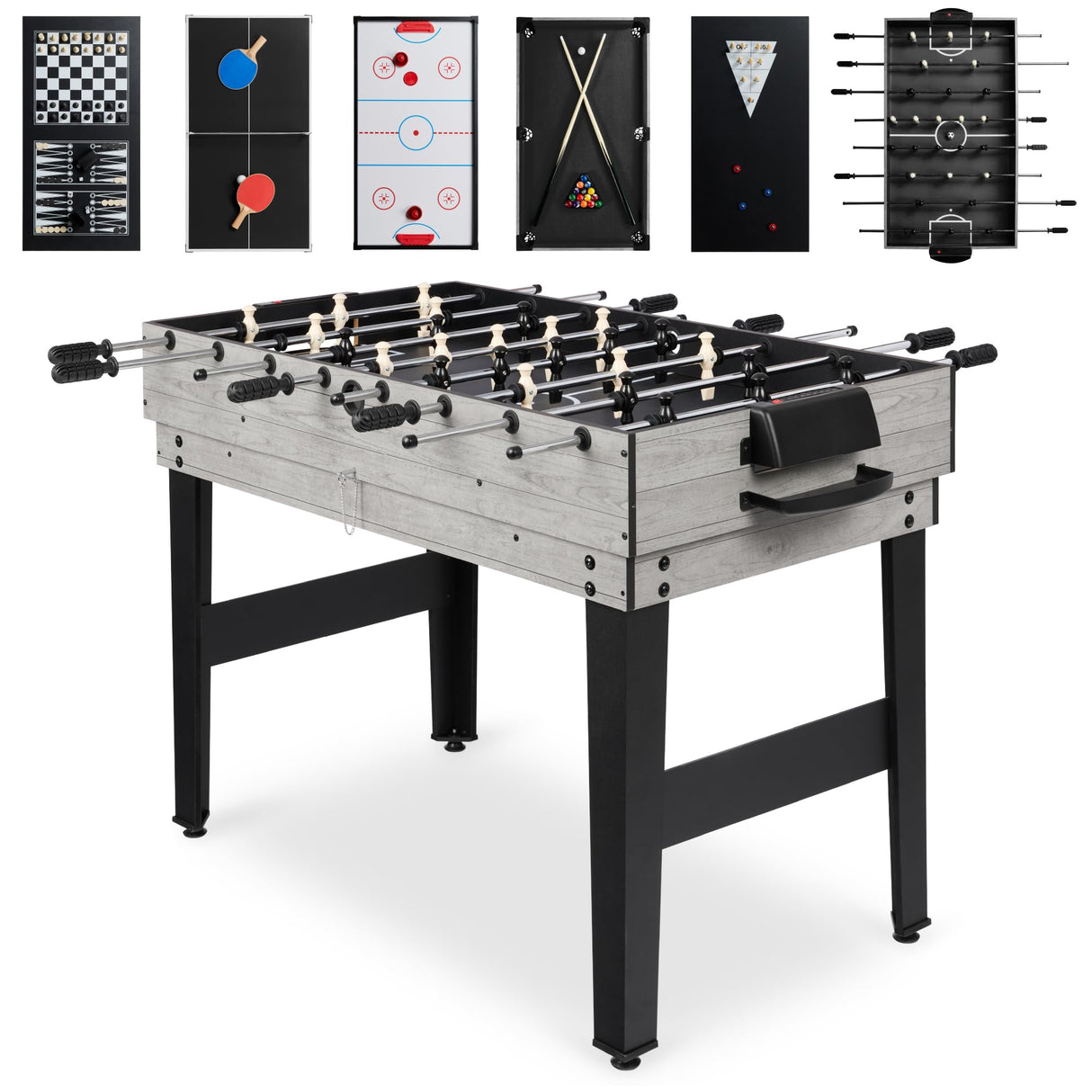 Best Choice Products 10-in-1 Combo Game Table Set w/Hockey, Foosball, Pool, Shuffleboard, Ping Pong, Checkers, Bowling, and Backgammon - Gray Best Choice Products