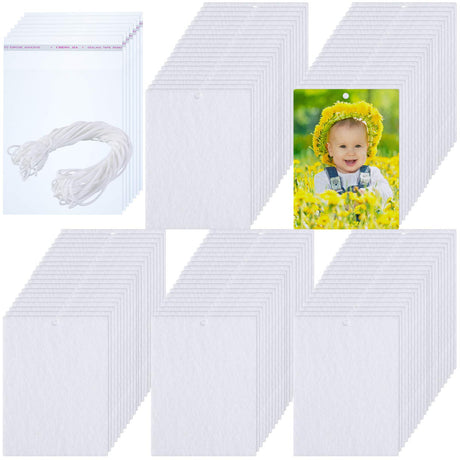 100 Pieces Sublimation Air Fresheners Blanks Sheets Car Scented Hanging Sheets DIY Felt Air Freshener Rectangle Fragrant Sheets with 100 Pieces Bags and Rope for Most Car Decoration Maitys