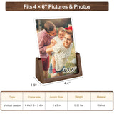 Mixoo Picture Frame 2 Pack - Rustic Wooden Photo Frames with Walnut Wood Base and High Definition Break Free Acrylic Glass Covers for Tabletop or Desktop Display (4x6 inch, Vertical + Vertical) Mixoo