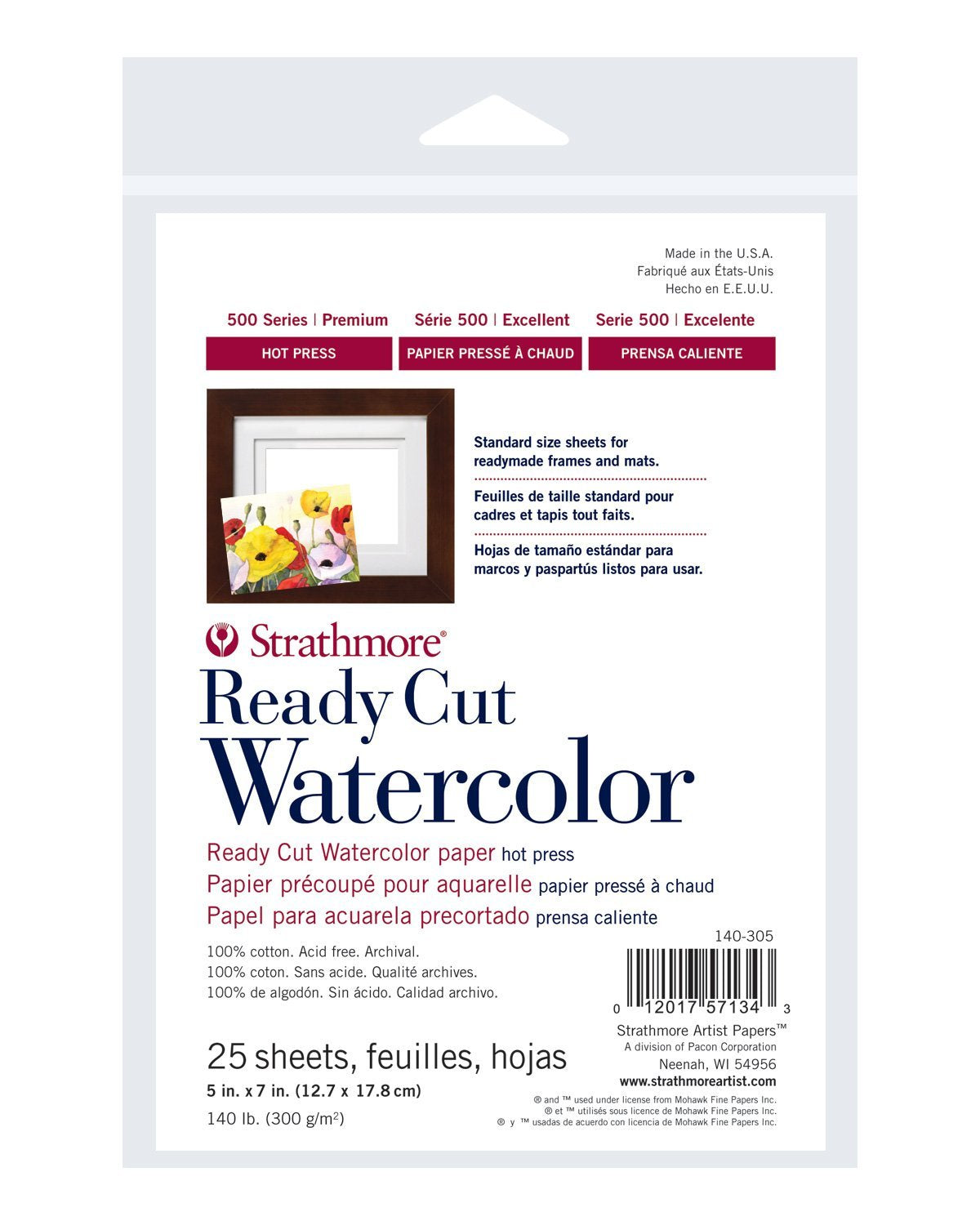 Strathmore Ready Cut Watercolor Sheets - 5'' x 7'', Hot Press, 25 Sheets Strathmore