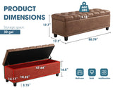 Grepatio 51" Ottoman Storage Benches, 30 Gallons End of Bed Storage Bench, Large Rectangular Ottoman, Button-Tufted Ottomans with Storage for Living Room Bedroom, Foot of Bed (Brown) Grepatio