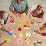 ZOIIWA 16 Sets Food Themed Sewing Kit for Kids Fun Craft for Boy Girl Age Felt Fruit Plush Craft Kit Learn to Sew Educational Beginners Sewing Stuffed Ornament for Black to School Classroom Gift ZOIIWA