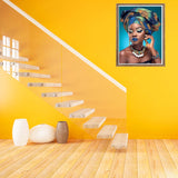 Bimkole DIY 5D Diamond Painting Kits African Customs Exotic Women, Full Drill Rhinestone Embroidery Set by Number Kits Paint with Diamonds Cross Stitch Home Wall Decor 12x16in Bimkole