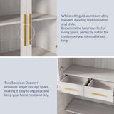 BELLEZE 72" Tall Kitchen Pantry, Large Storage Cabinet with Doors and Shelves, 2 Built-in Drawers, Freestanding Hutch Cabinet with Storage for Kitchen,Dining Room and Living Room (White) BELLEZE