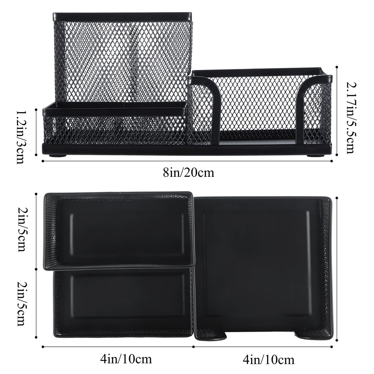M&G Mesh Pen Holder Desk Organizers Pencil Holder for Desk Black, 3 Compartments Metal Office Supply Organizer with Sticky Notes Holder for School Home Office M&G