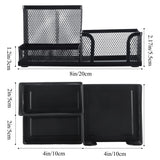 M&G Mesh Pen Holder Desk Organizers Pencil Holder for Desk Black, 3 Compartments Metal Office Supply Organizer with Sticky Notes Holder for School Home Office M&G