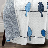 Lush Decor Rowley Birds Reversible Throw Blanket, 50" W x 60" L, Navy - Throw Blankets for Bed - Couch Blanket - Farmhouse Throw Blanket for Couch Lush Decor