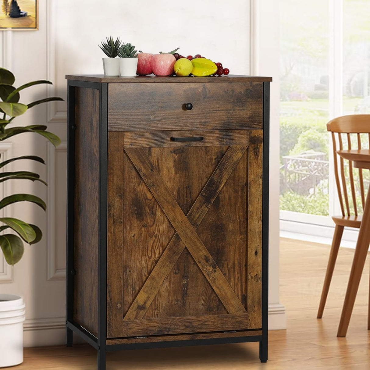 Bed Bath & Beyond 10 Gallon Tilt Out Kitchen Trash Cabinet Trash Can Wooden Tilts Out Hands Laundry Recycling Holder Brown Brown Bed Bath & Beyond