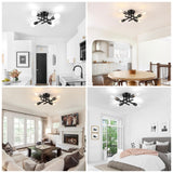 Asnxcju 4-Light Hallway Semi Flush Mount Light Fixtures, Farmhouse Black Light Fixtures Ceiling Mount, Indoor Close to Ceiling Lighting for Kitchen Entryway Bedroom Foyer (Bulb Not Included) Asnxcju