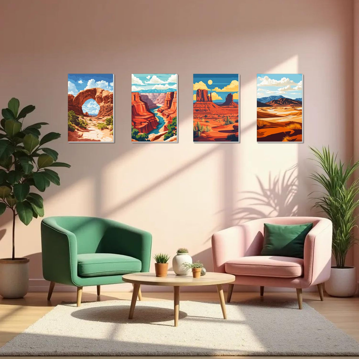 4 Pack Framed Paint by Numbers Kit for Adults Beginner Canvas Painting by Numbers for Adults National Park Easy Adult Paint by Number Kits with Frame Landscapes Watercolor Painting by Number 8x12 Inch obterie