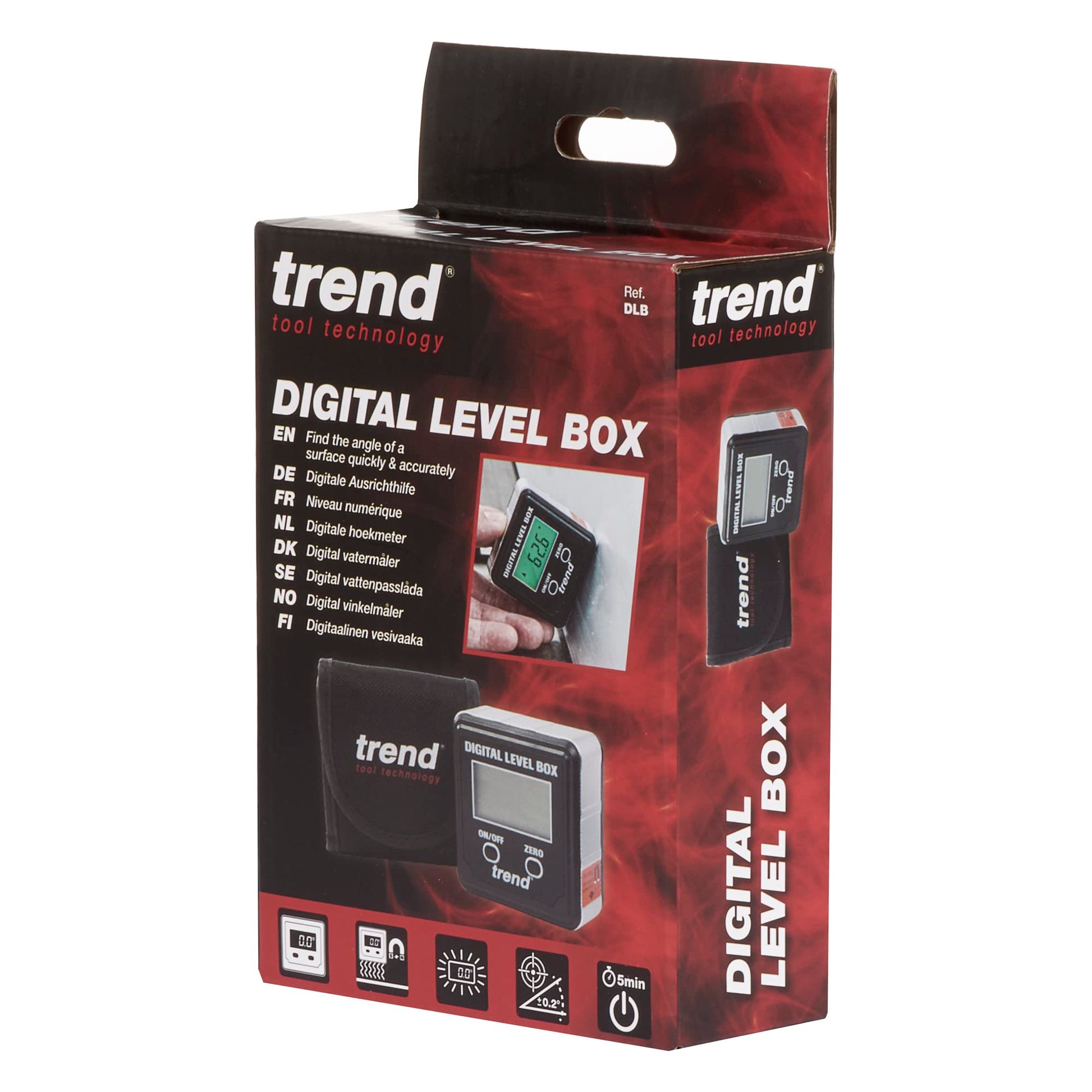 Trend Digital Level Box and Angle Finder (Magnetic Base & LCD Display) for Woodworking and Accurate Table/Miter Saw Angle Setting, Black, DLB - WoodArtSupply