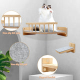 Cat Wall Shelves with 4 Step Scratch Post & Hammock Bed Wooden Floating Climbing Furniture for Sleeping and Playing Indoor Cat Climbing Shelf Corner Shelf Perches Support 20 LBS Housense