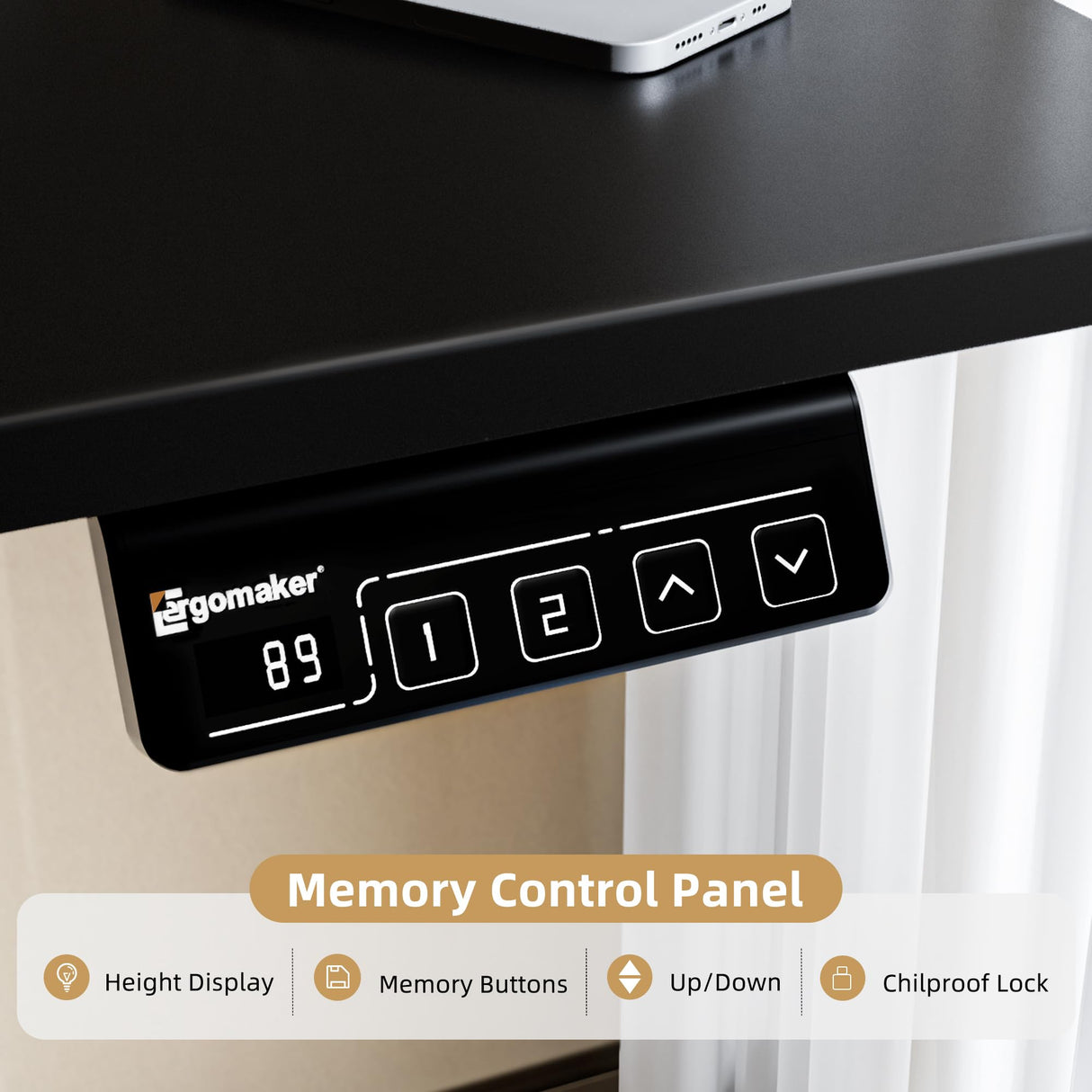 ERGOMAKER 43" Electric Standing Desk, Height Adjustable, Sit Stand Up Desk for Home Office & Computer Workstations, Memory Controller, Black ERGOMAKER