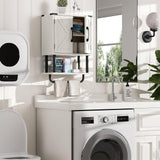 AmazerBath Bathroom Wood Wall Cabinets, Farmhouse Medicine Cabinets Organizer with Towel Bar, Hanging Small Storage Cabinet with Adjustable Shelf, 2 Doors Wall Organizer Cabinet for Small Spaces AmazerBath