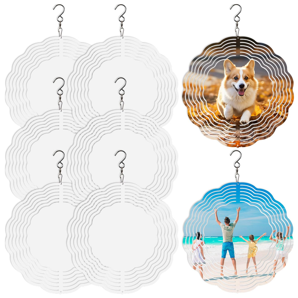 8 Pcs Sublimation Wind Spinner Blanks 8 Inch Bulk Aluminum Metal Sublimation Blanks Product Heat Press Transfer Outdoor Garden Decoration Sublimation Blank Wind Spinners for DIY Gift LaiHiulaan