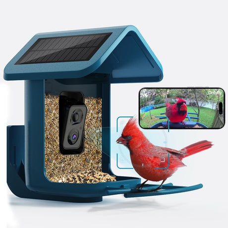 OnlyFly Bird Feeder with Camera - Smart Bird Feeder with Camera 1080P HD for Bird Watching, AI Recognition Birdhouse Camera, Solar Powered Video Bird onlyfly