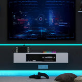 GHC Floating TV Stand, Wall Mounted Entertainment Center and Cabinet Shelf, Media Console for DVD Player, Space-Saving Under TV Shelf for Bedroom, Living Room (White) GHC